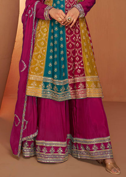 stunning embroidered Multi Colour Sharara Set