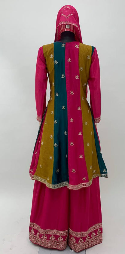 stunning embroidered Multi Colour Sharara Set