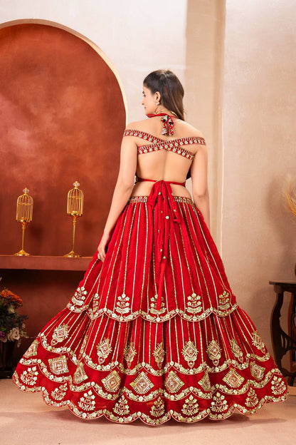 Rajni Royal Red Heavy Embroidered Bridal Lehenga Set