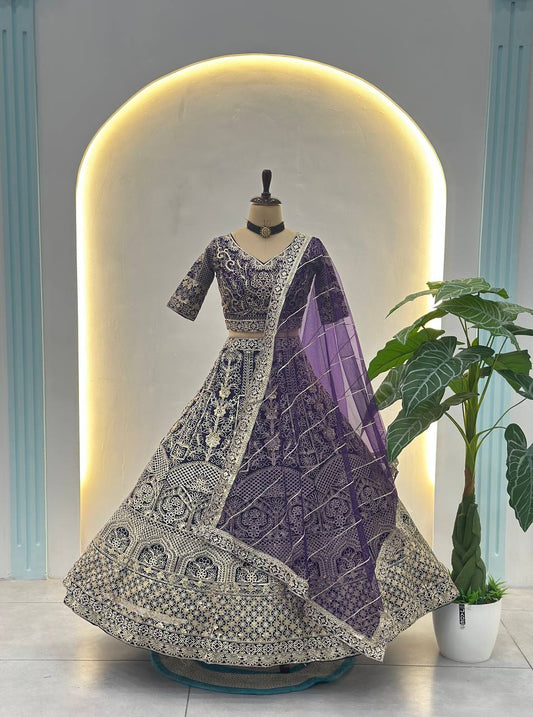 Alisha Embroidered Net Lehenga Choli Set