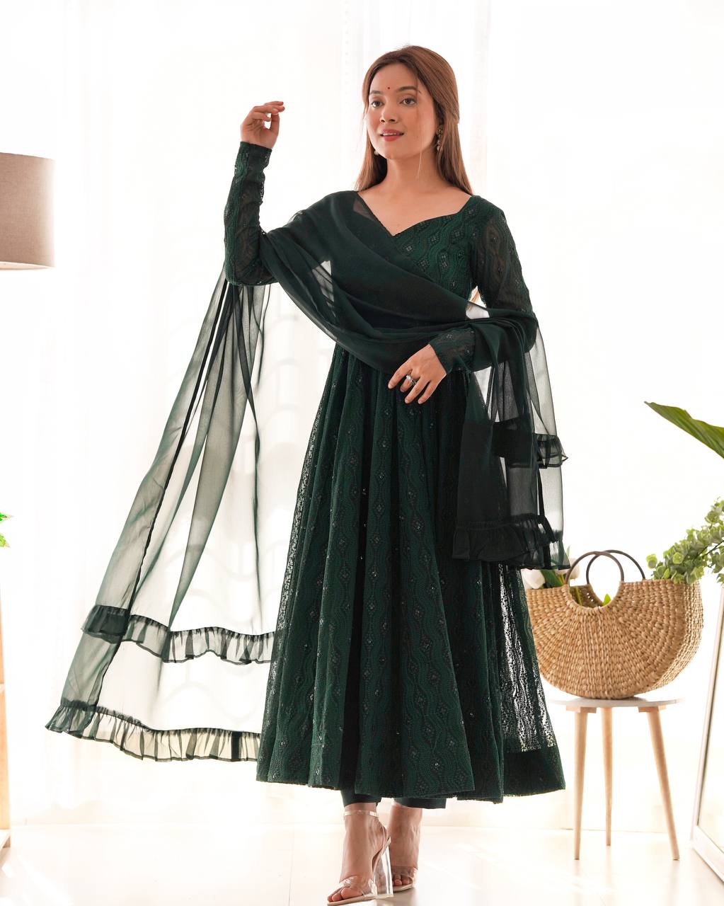 Rang-e-Hariyali Lucknowi Sequence Anarkali Set