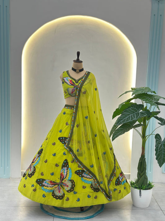 Zivara Butterfly Embroidered Faux Georgette Lehenga Choli