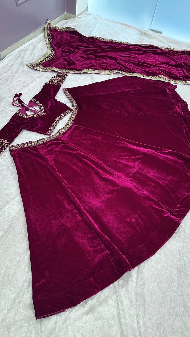 Yashmita Heavy Velvet Sequins Zari Work Lehenga Choli