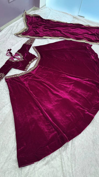Yashmita Heavy Velvet Sequins Zari Work Lehenga Choli