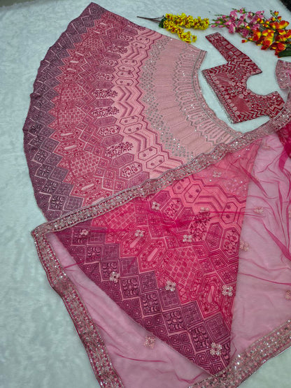 Ruhani Georgette Thread & Coding Embroidered Lehenga Choli