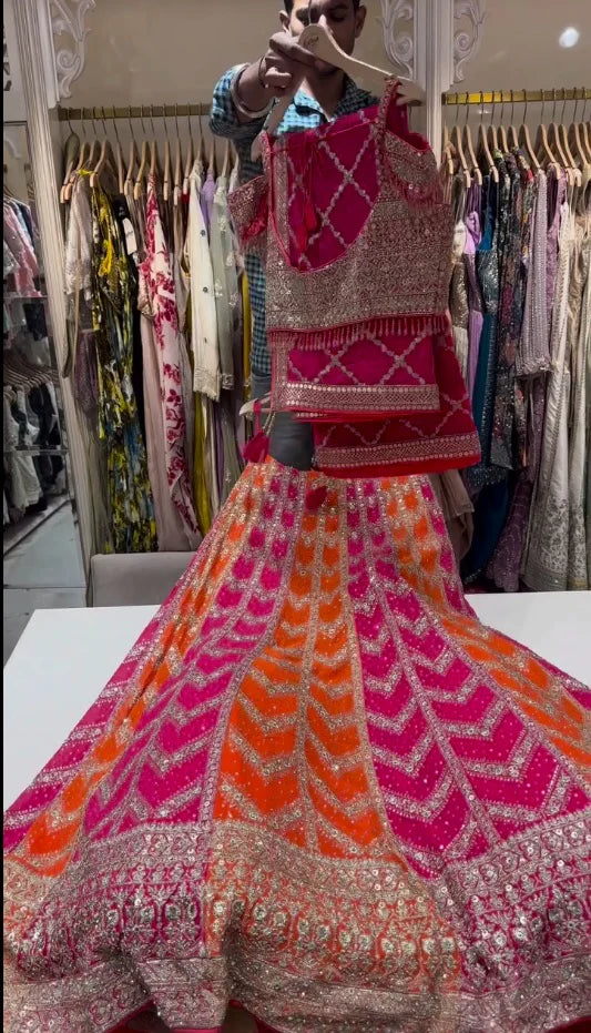 Aabira Faux Georgette Zari Sequins & Stone Embroidered Lehenga Choli