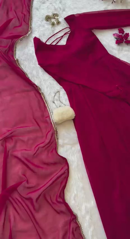 Kavishree Red Georgette Anarkali Suit Set