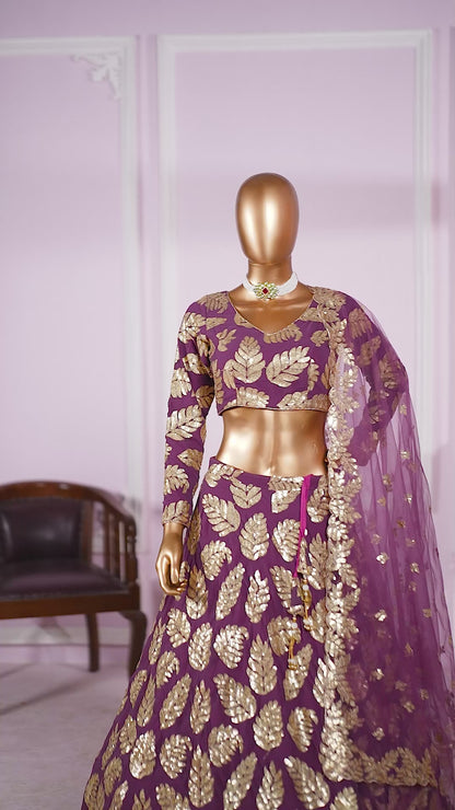 Ruhani Purple Georgette & Soft Net Embroidered Lehenga Choli