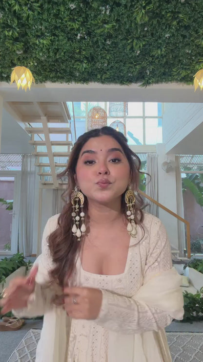 Yuvisha Off-White Soft Georgette Sequins & Zari Work Pant Set