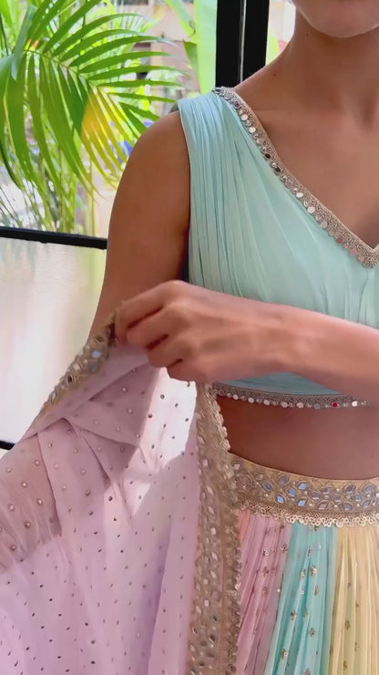 Pranika Multicolour Sequins Mirror Work Lehenga Set