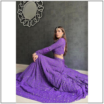 New Purple Chikankari Work Lehengha Choli