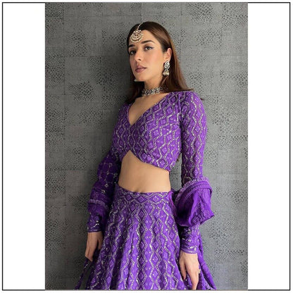 New Purple Chikankari Work Lehengha Choli