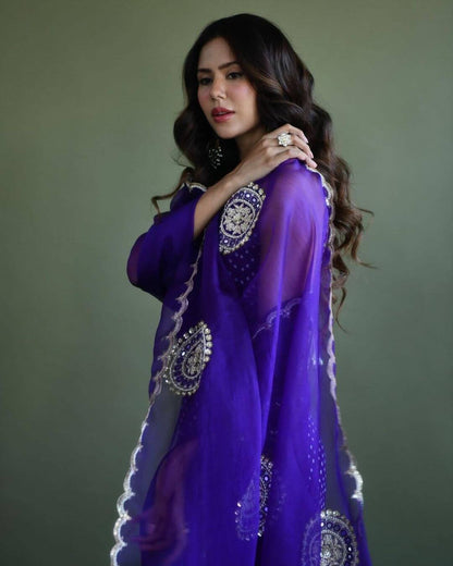 New Sonam Bajwa Purple Salwar Suit