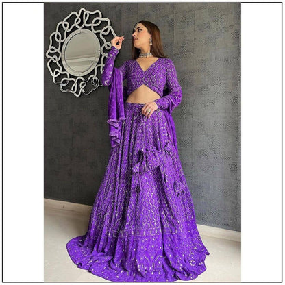 New Purple Chikankari Work Lehengha Choli