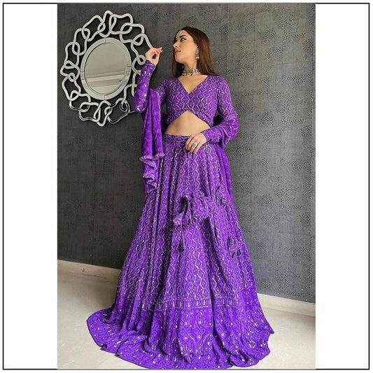 New Purple Chikankari Work Lehengha Choli