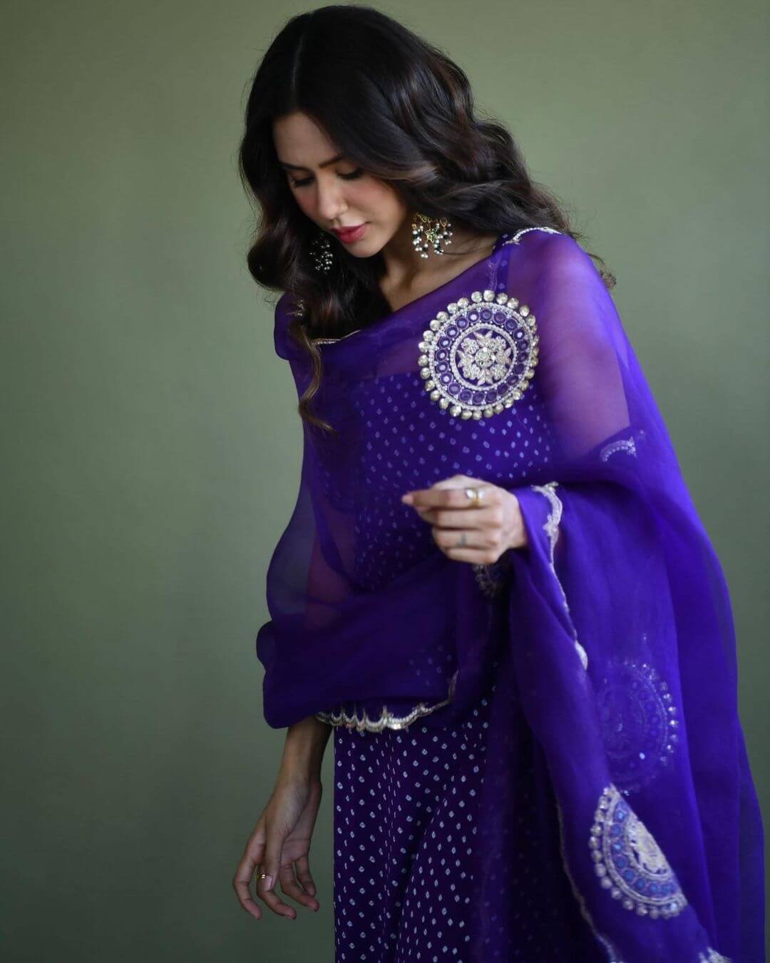 New Sonam Bajwa Purple Salwar Suit