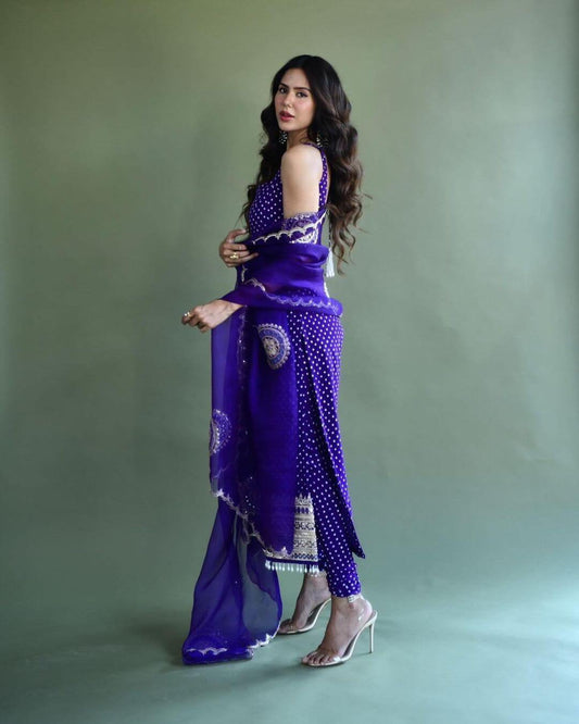 New Sonam Bajwa Purple Salwar Suit