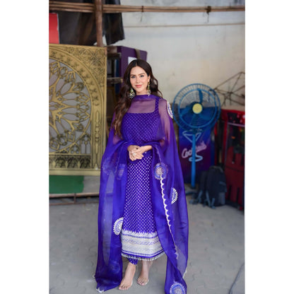 New Sonam Bajwa Purple Salwar Suit