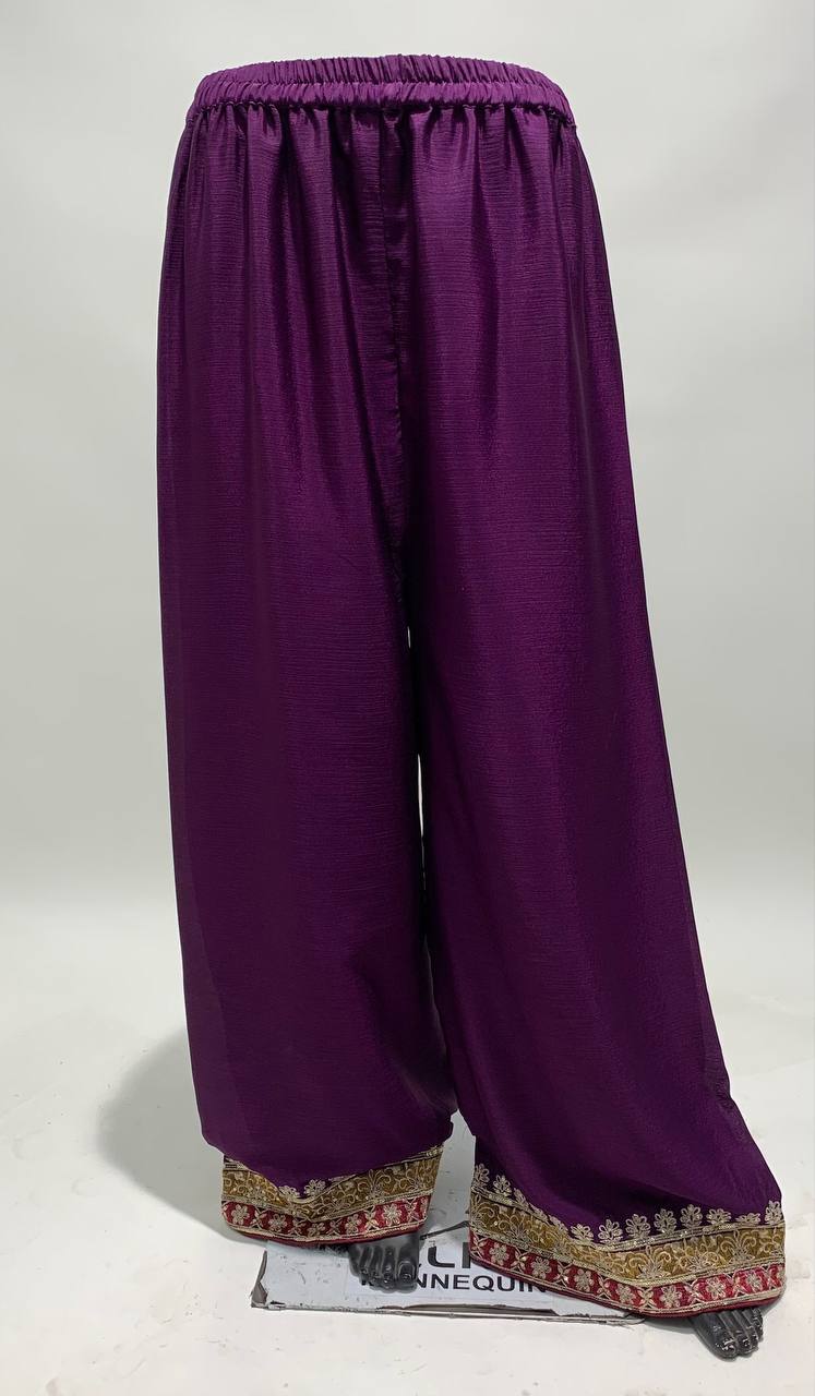 Purple Embrodairy Work Full Stich Sharara