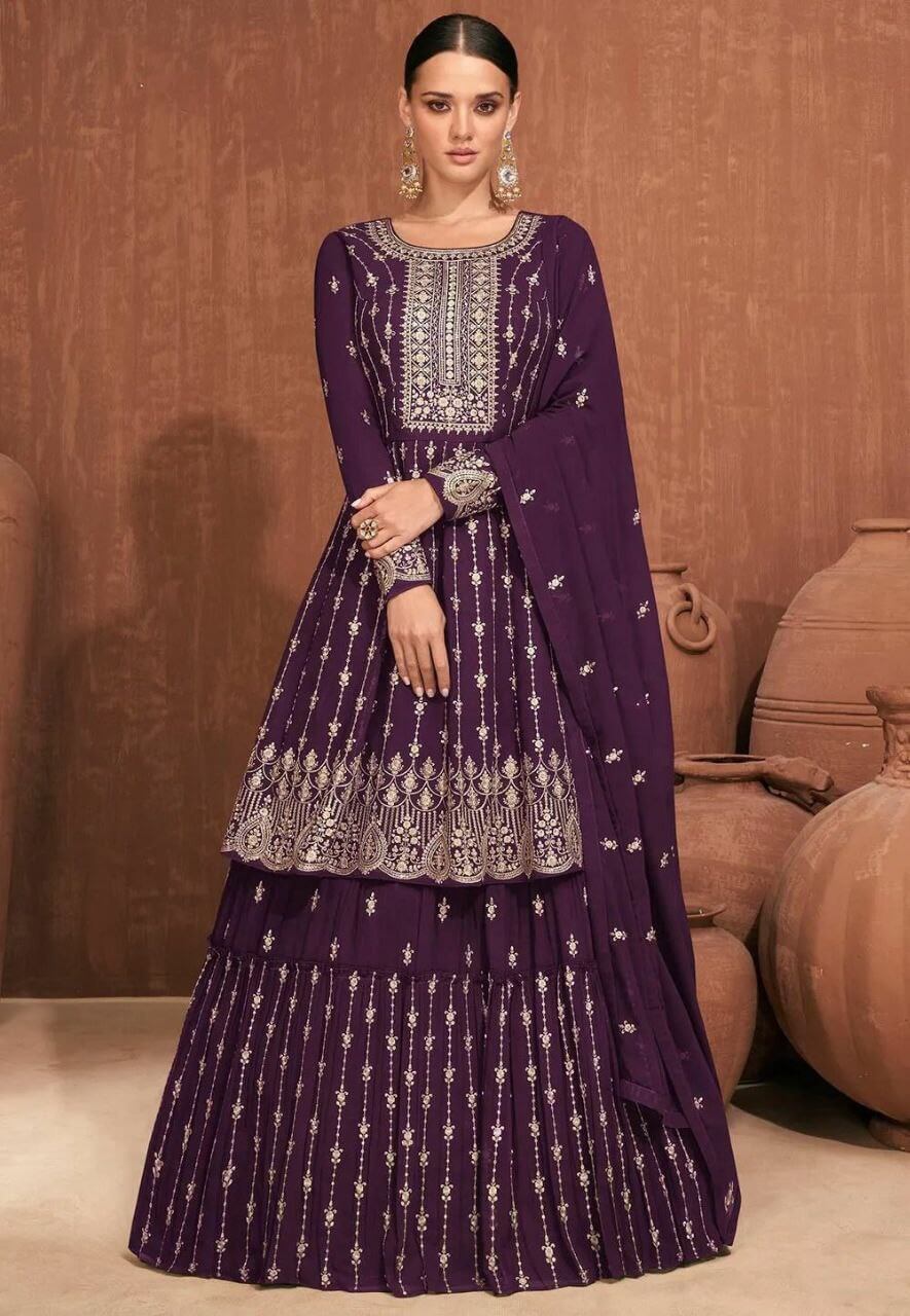 New Wine Colour Plazo Gown