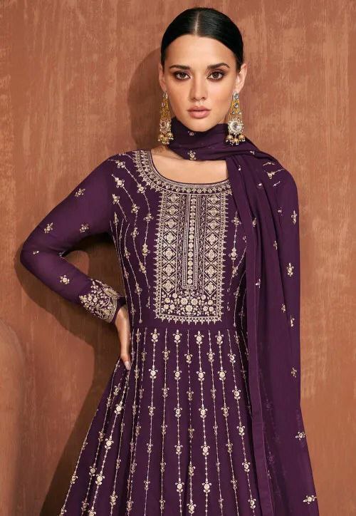 New Wine Colour Plazo Gown