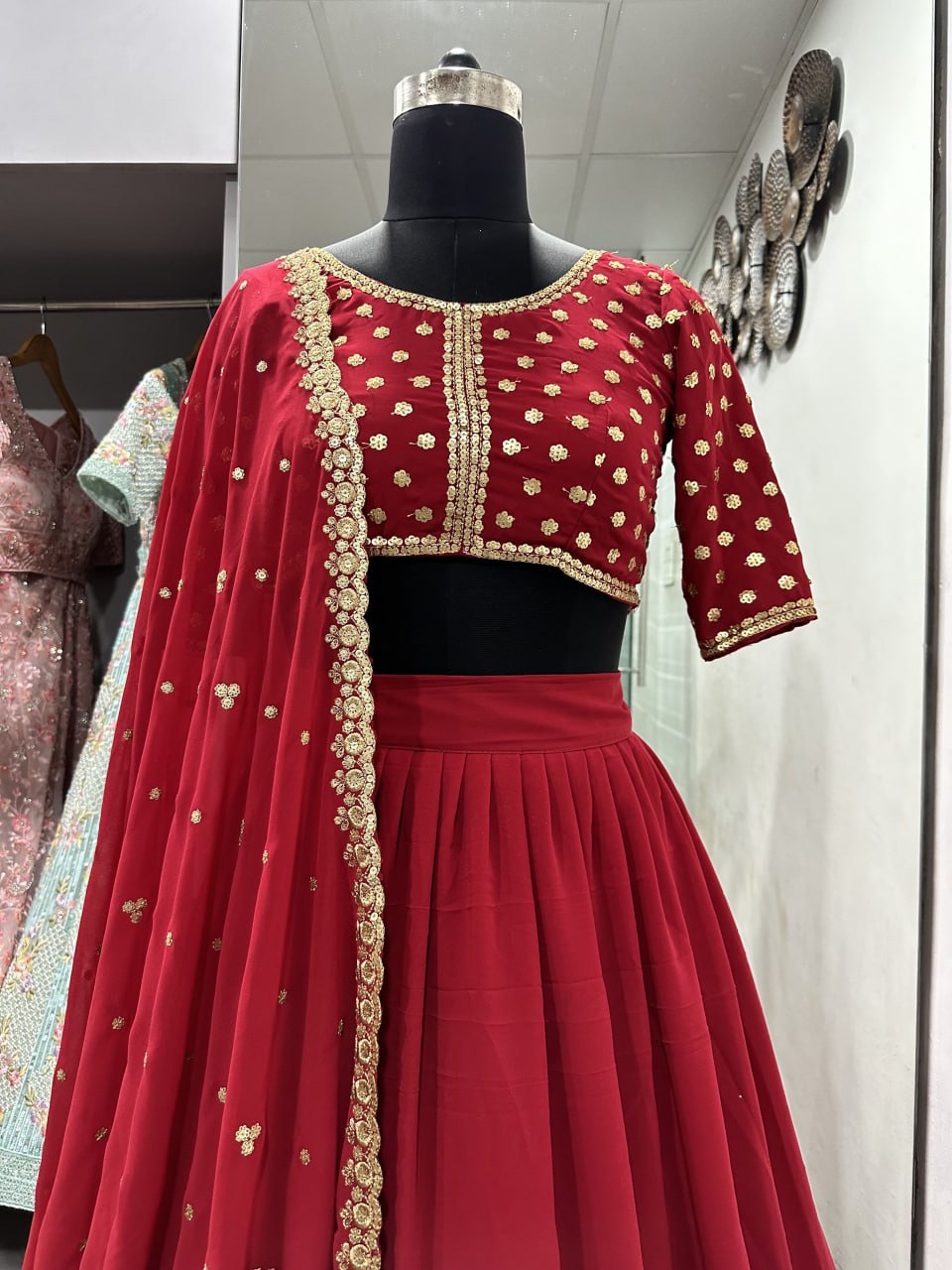 Red Hassina Fully Flare Lehengha Choli