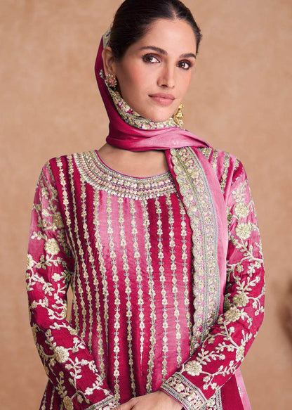 New Raspbeery Embrodairy Stiched Sharara