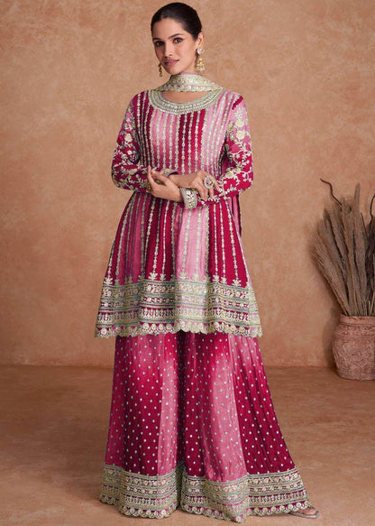 New Raspbeery Embrodairy Stiched Sharara