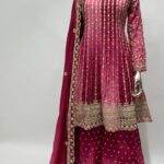 New Raspbeery Embrodairy Stiched Sharara